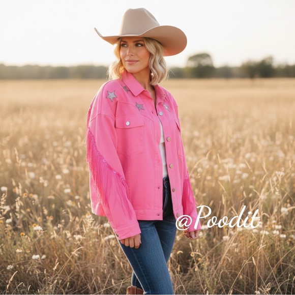 Fantastic Fawn Jackets & Blazers - FANTASTIC FAWN pink fringe jacket S M L